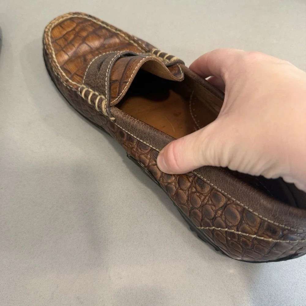 Martin Dingman Bill Alligator Penny Loafers Men's 8 Brown Old Money Heritage